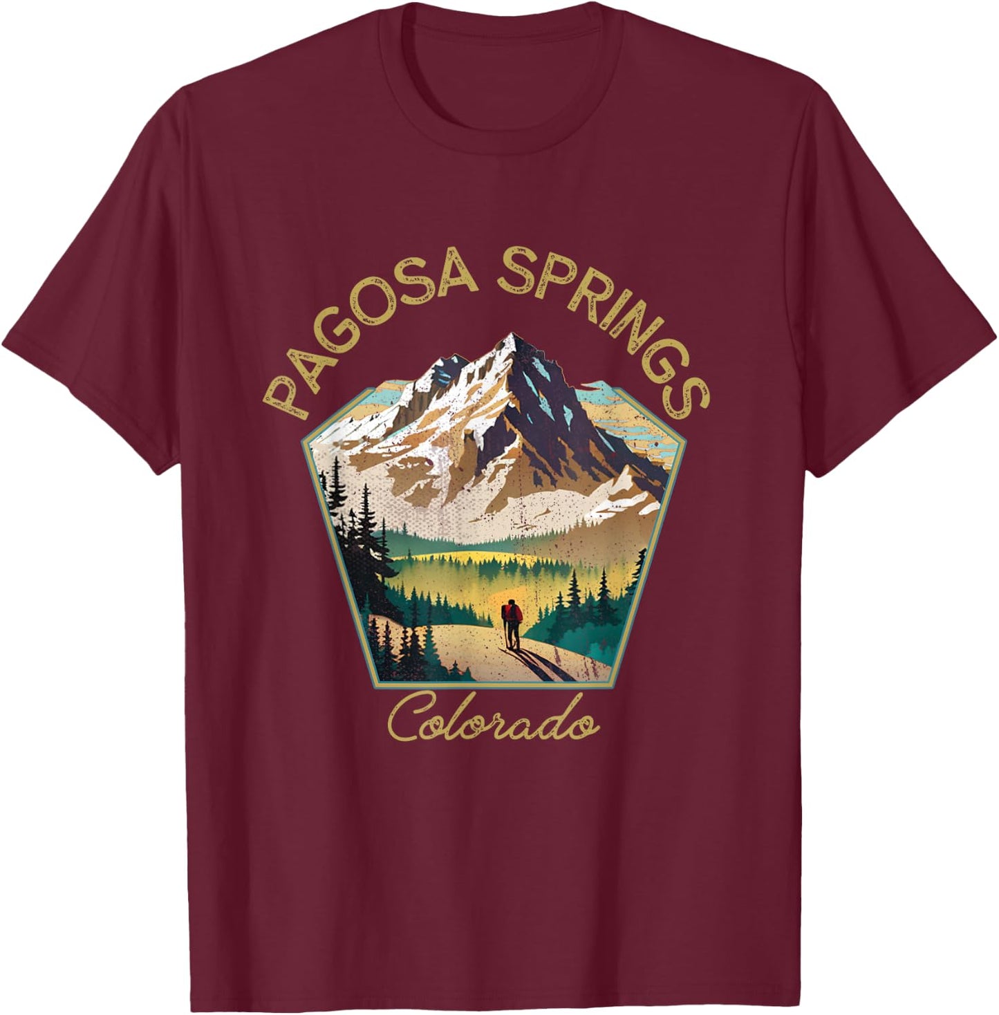 Pagosa Springs Retro Clothing - Pagosa Springs Souvenir T-Shirt - T-Shirt | Maroon