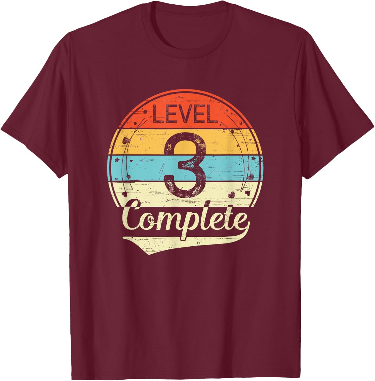 Level 3 Complete Retro 3rd Wedding Anniversary T-Shirt - T-Shirt | Maroon