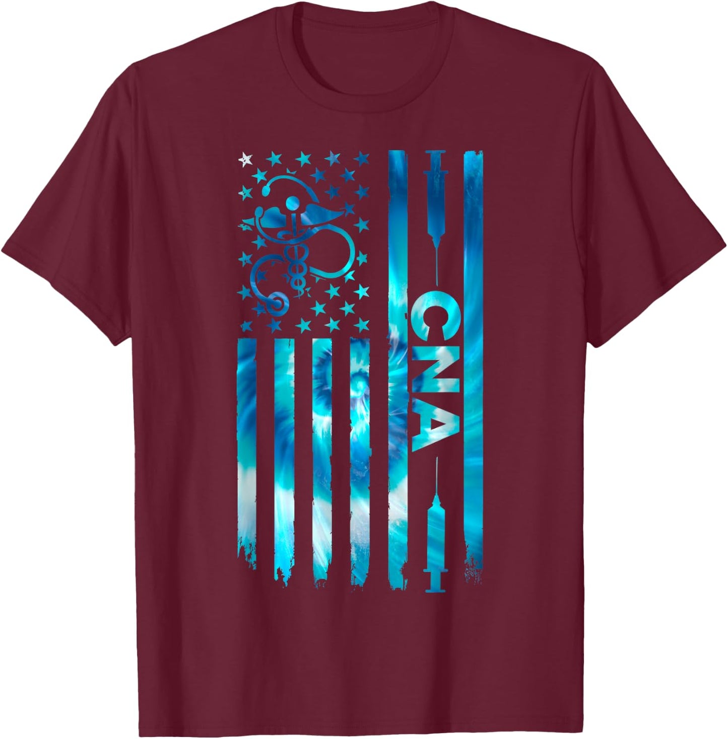 CNA - American Flag July 4th Certified Nurse Assistant CNA T-Shirt - T-Shirt | Maroon