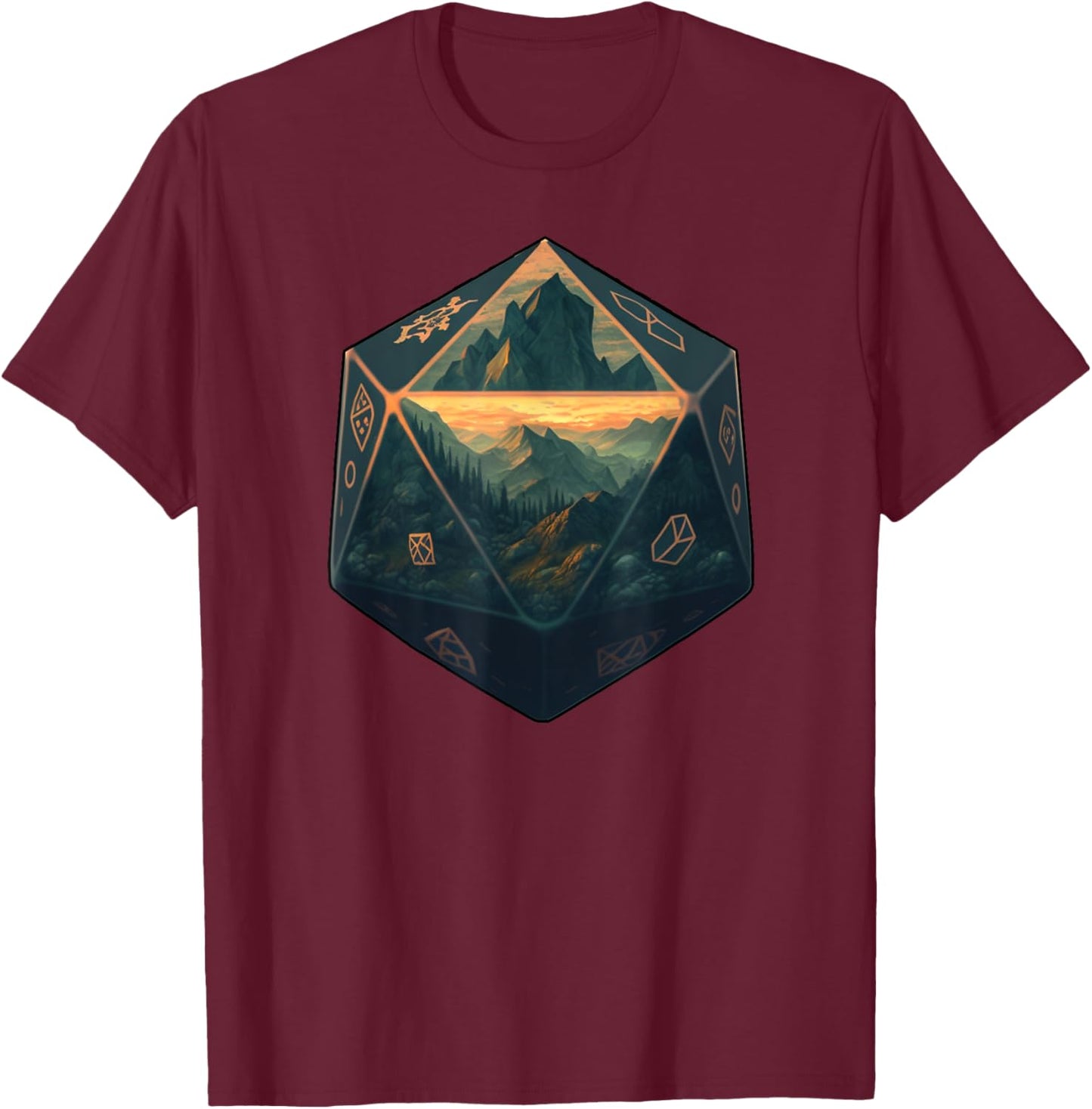 D20 Dice Art Fantasy Gaming Cool Realistic D20 dice T-Shirt - T-Shirt | Maroon