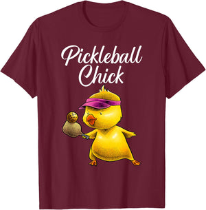 Funny Pickleball Art Girl Paddle Sport Chick Lover T-Shirt - T-Shirt | Maroon
