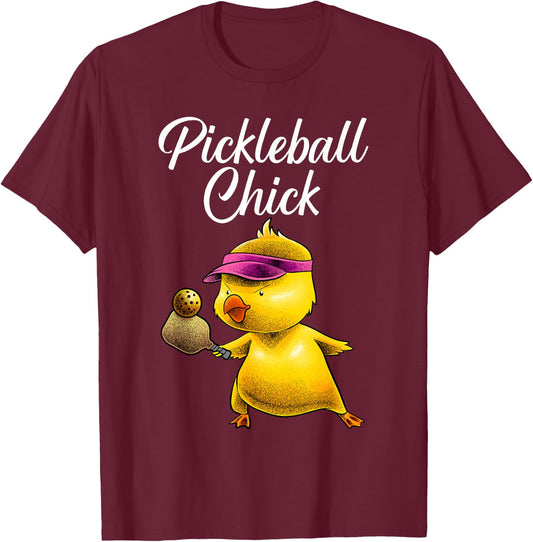 Funny Pickleball Art Girl Paddle Sport Chick Lover T-Shirt - T-Shirt | Maroon