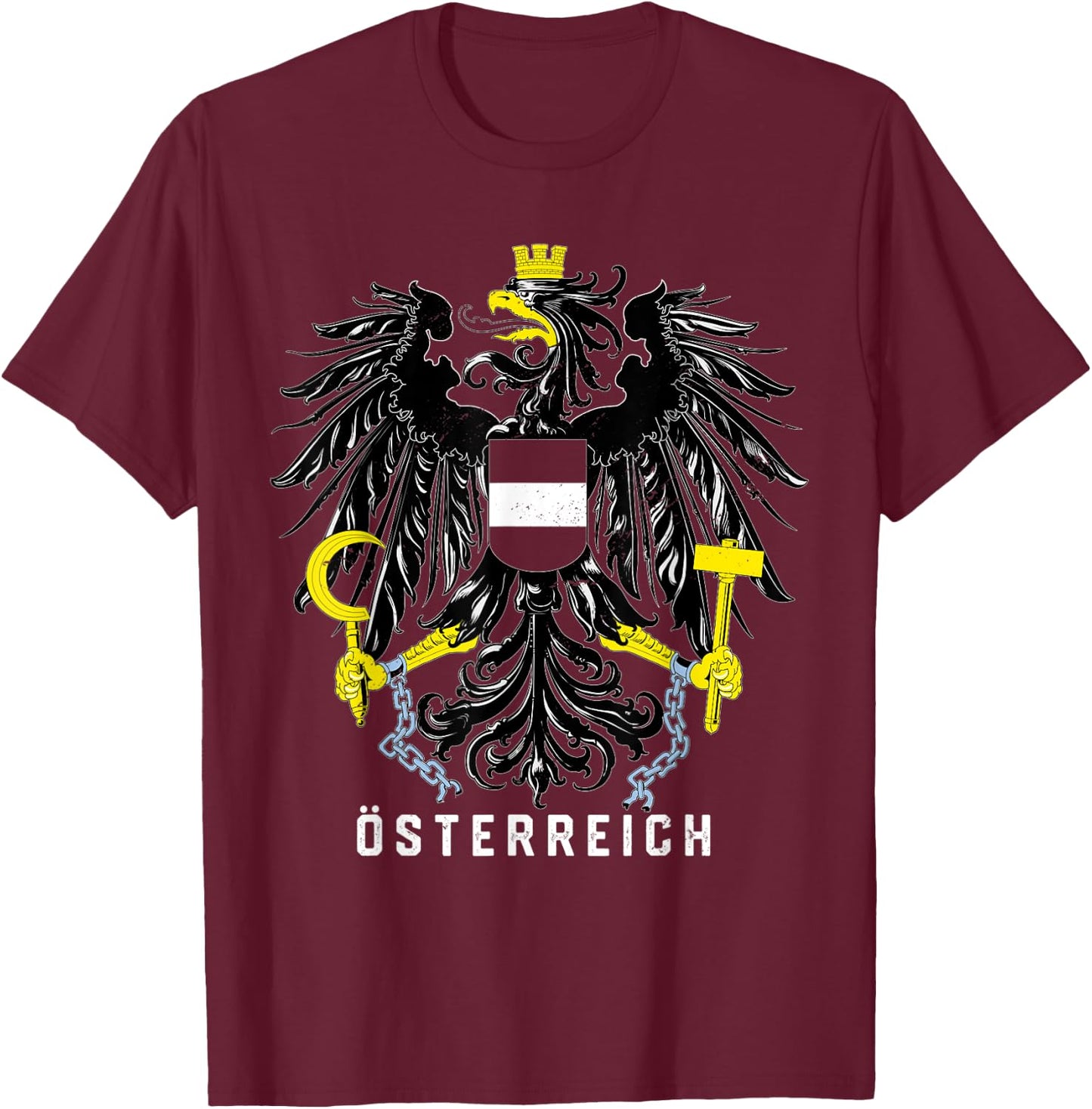 Austria Flag Eagle Österreich Vintage T-Shirt - T-Shirt | Maroon