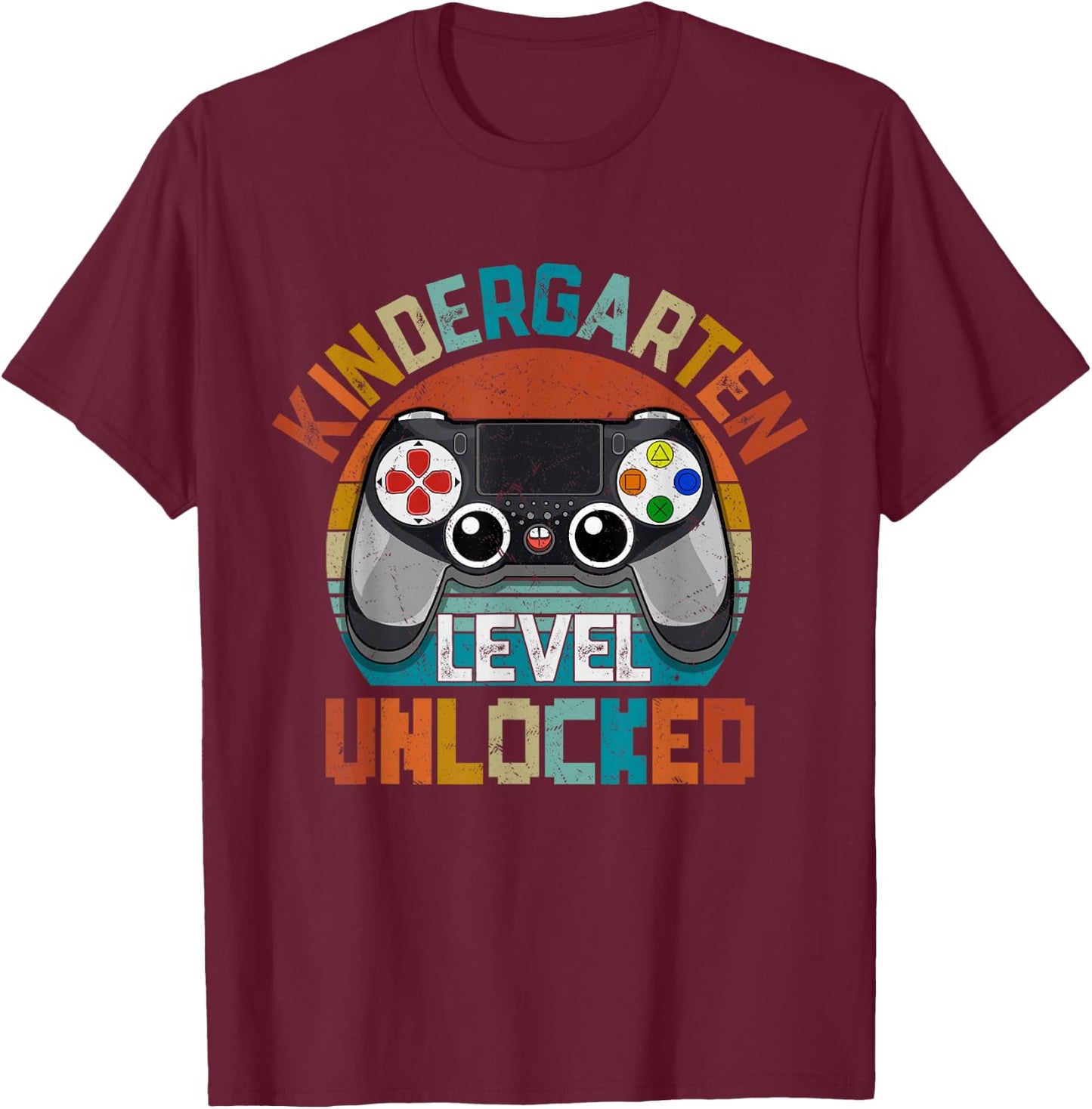 Kindergarten Grade Level Unlocked Video Game Back To School T-Shirt - T-Shirt | Maroon