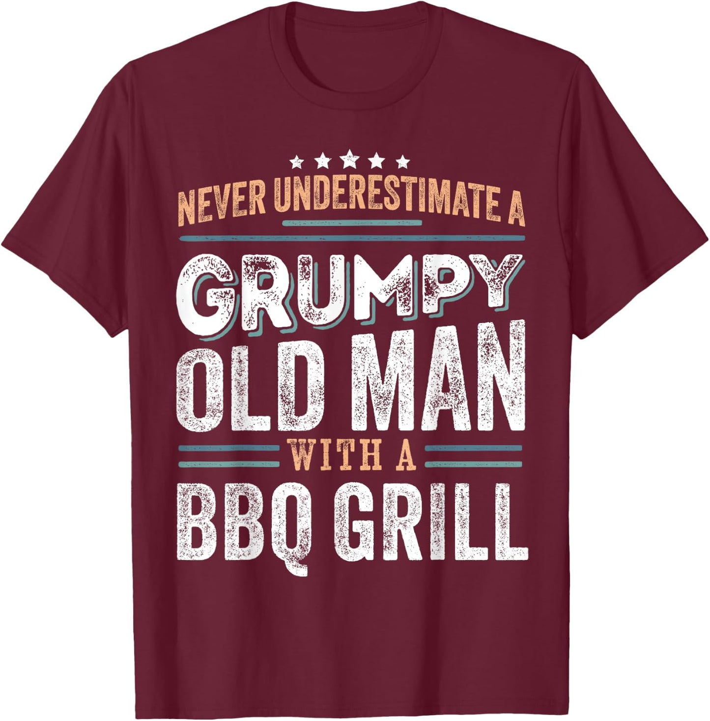 Grumpy Old Man with a Bbq grill Funny Dad Gifts T-Shirt - T-Shirt | Maroon