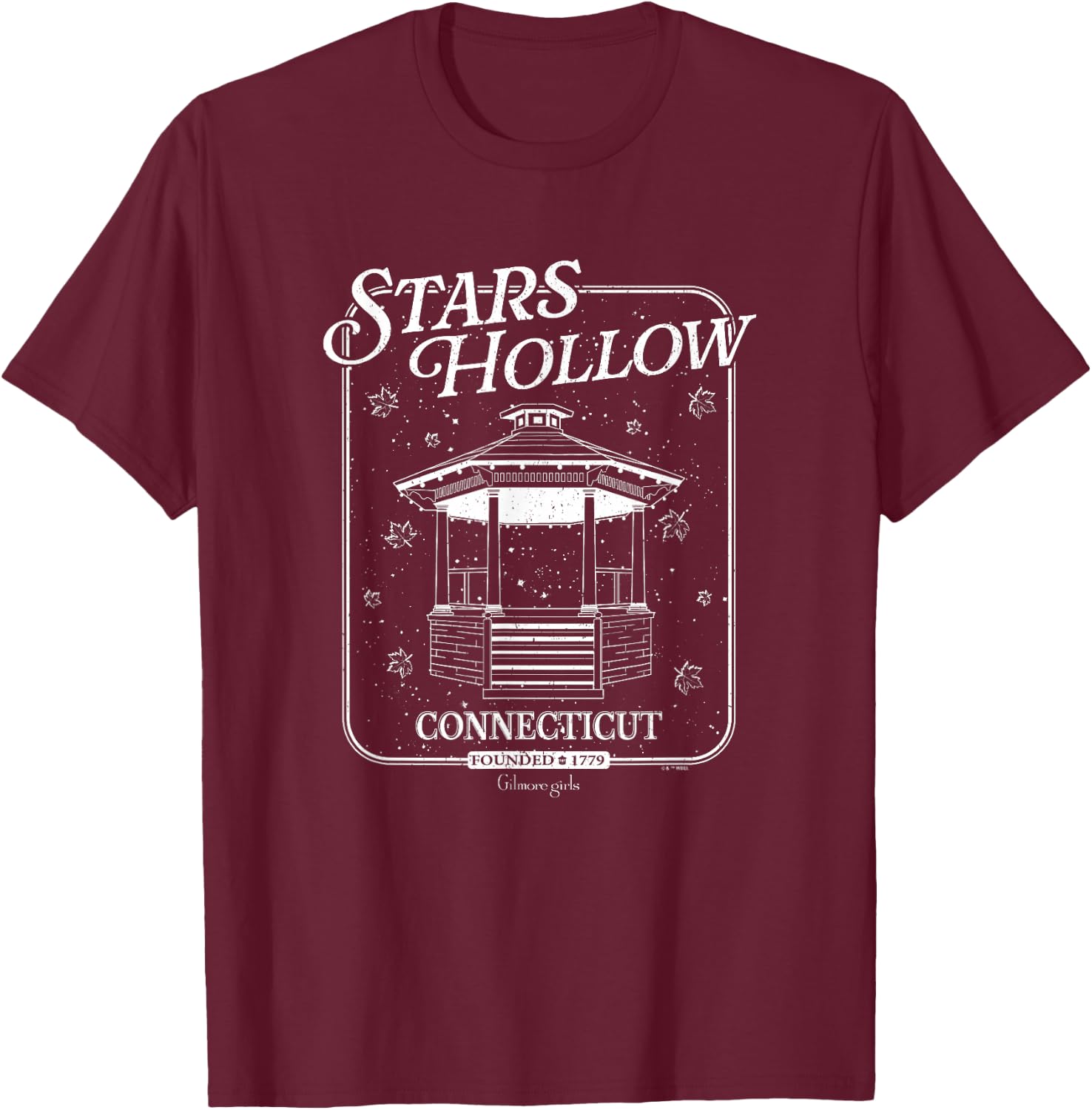 Gilmore Girls Stars Hollow Connecticut Gazebo Vintage Poster T-Shirt - T-Shirt | Maroon