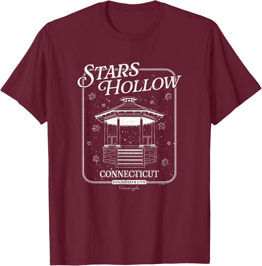 Gilmore Girls Stars Hollow Connecticut Gazebo Vintage Poster T-Shirt - T-Shirt | Maroon