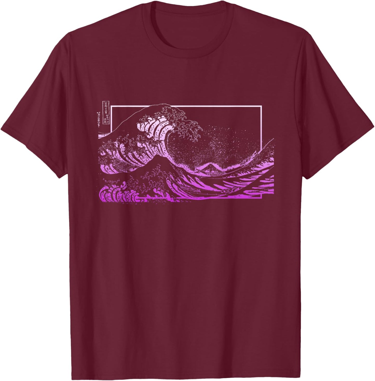Purple Great Wave Off Kanagawa Purple Color Graphic T-Shirt - T-Shirt | Maroon