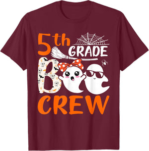 5th Grade Boo Crew Teachers Students Ghost Halloween T-Shirt - T-Shirt | Maroon