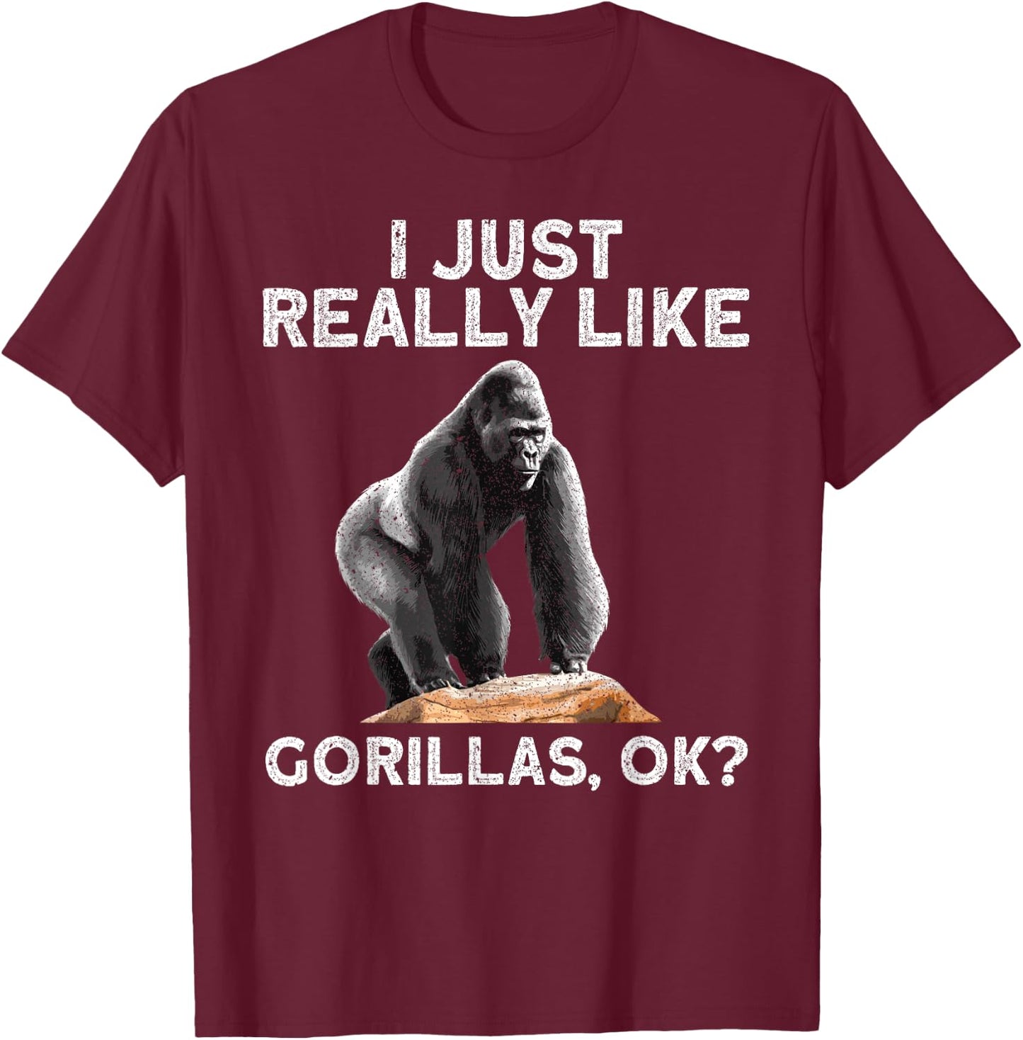 Funny Gorilla Art Women Kids Primate Gorilla Lover T-Shirt - T-Shirt | Maroon