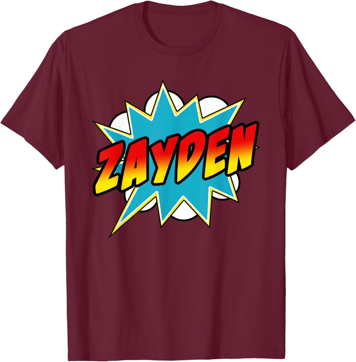 Zayden Name Superhero Retro Comic T-Shirt - T-Shirt | Maroon