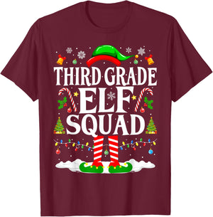 3rd Grade Elf Squad Xmas Funny Christmas Third Grade Elf T-Shirt - T-Shirt | Maroon