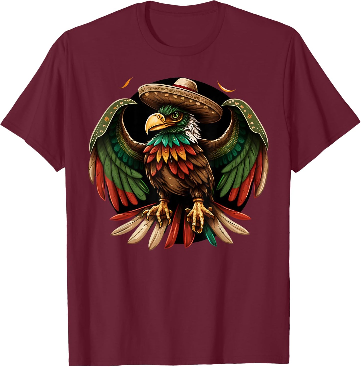 Mexico Cinco de Mayo Sombrero Mexican Eagle T-Shirt - T-Shirt | Maroon