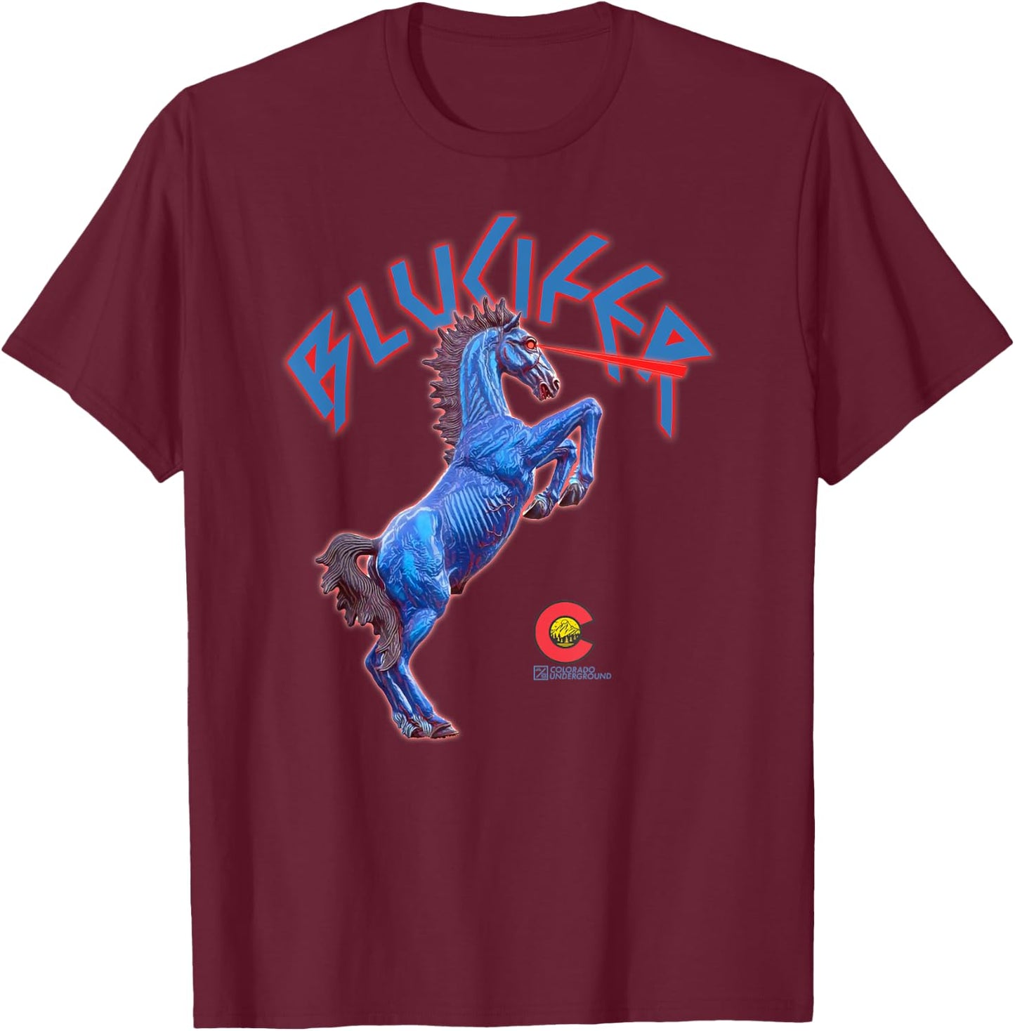 Colorado Blucifer Demon Horse T-Shirt - T-Shirt | Maroon