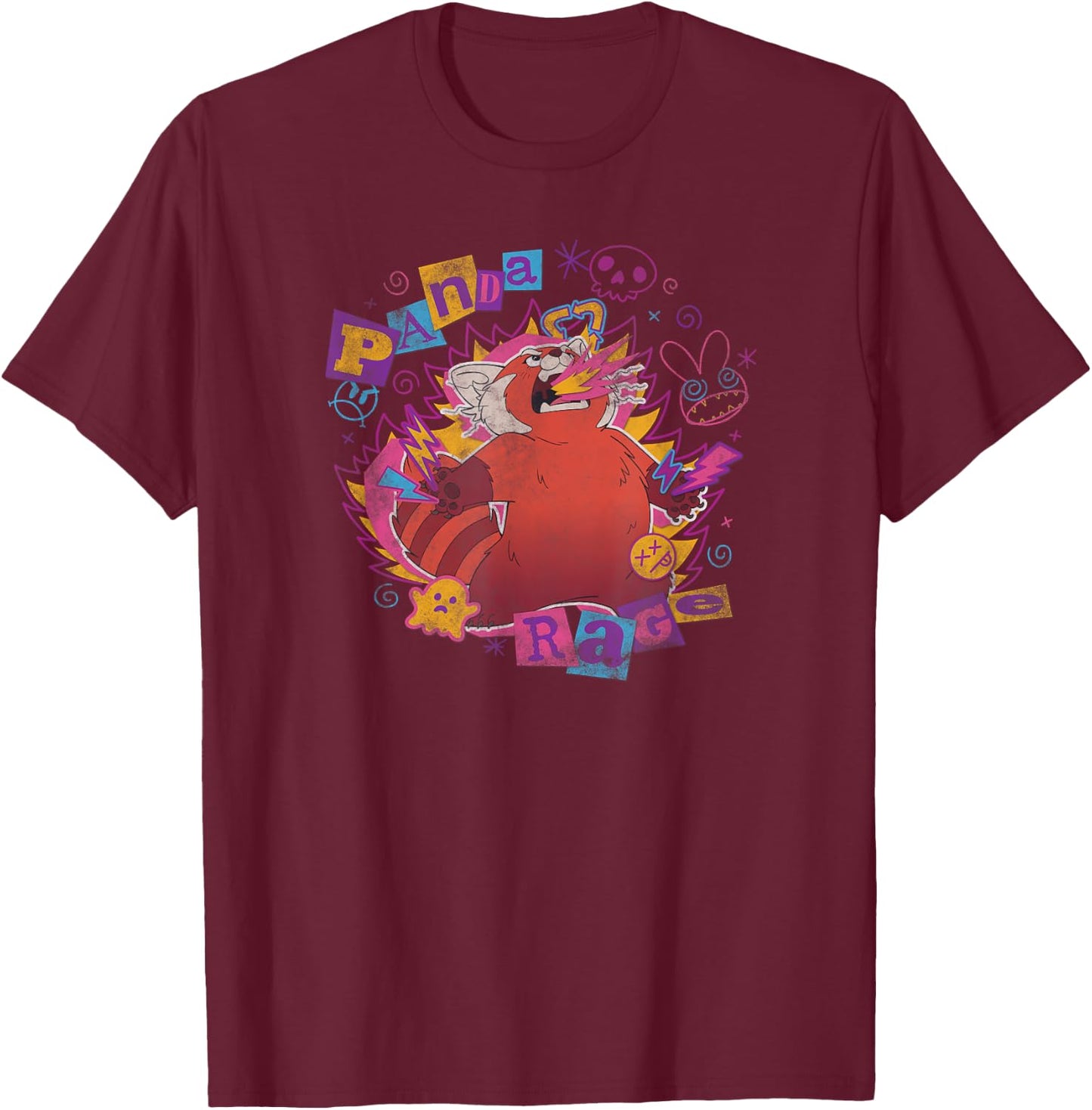 Disney Pixar Turning Red Mei Comic Panda Rage T-Shirt - T-Shirt | Maroon