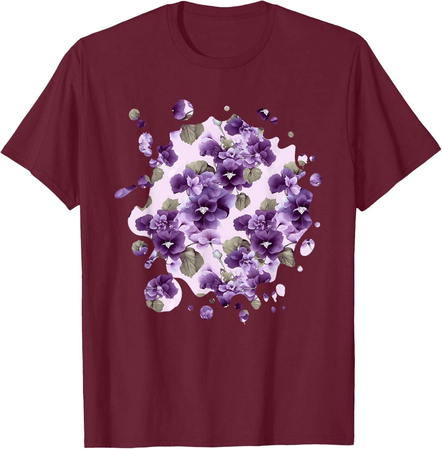 Cute African Violet Inspired Flower Plant Lover Gardener T-Shirt - T-Shirt | Maroon