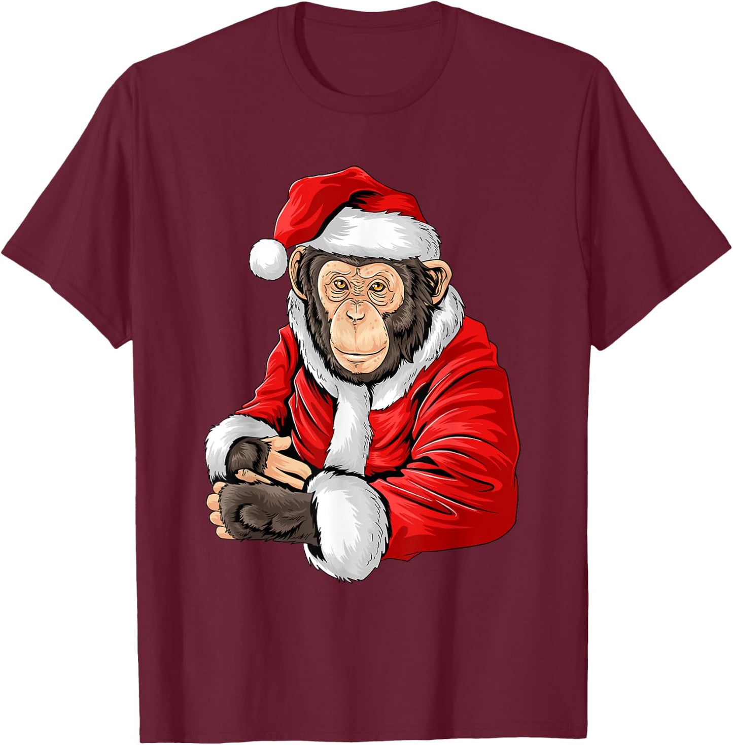 Monkey Santa Costume Christmas Pajama Cool Zoo Animal X-Mas T-Shirt - T-Shirt | Maroon