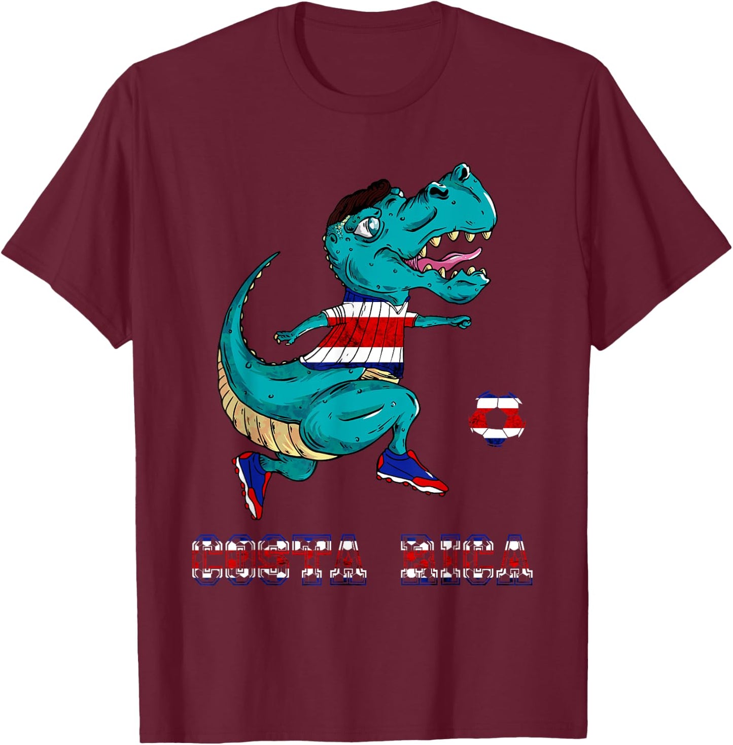 Costa Rica Costa Rican Soccer Team T-Rex Costa Rica Flag T-Shirt - T-Shirt | Maroon