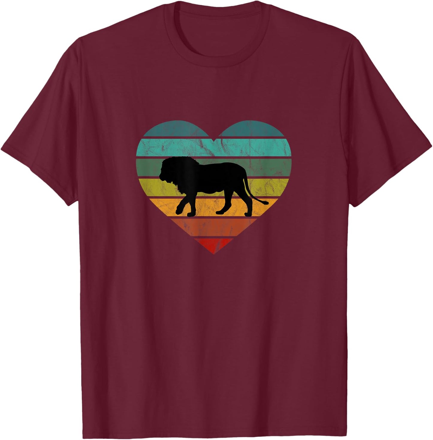 I Love Lions in Africa Heart Wilderness Serengeti Safari T-Shirt - T-Shirt | Maroon
