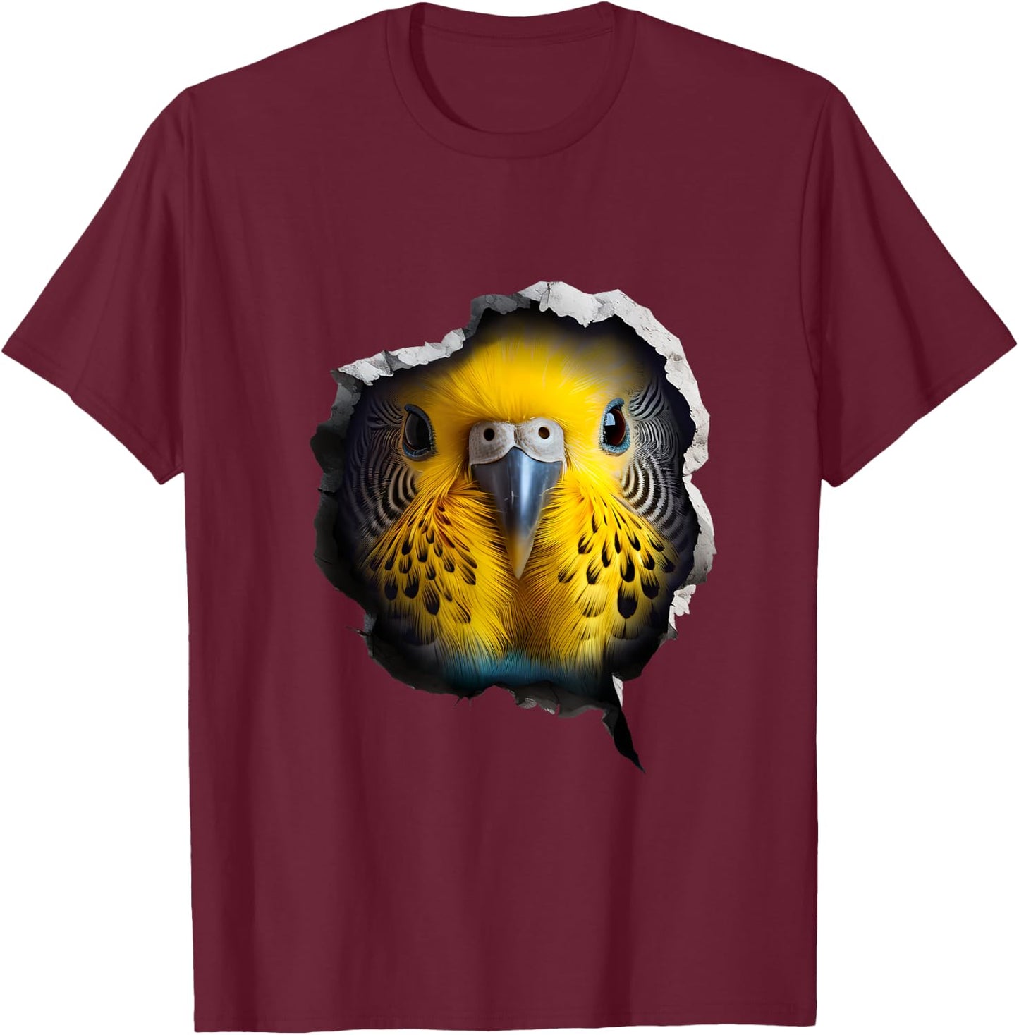 Budgie Face T-Shirt - T-Shirt | Maroon