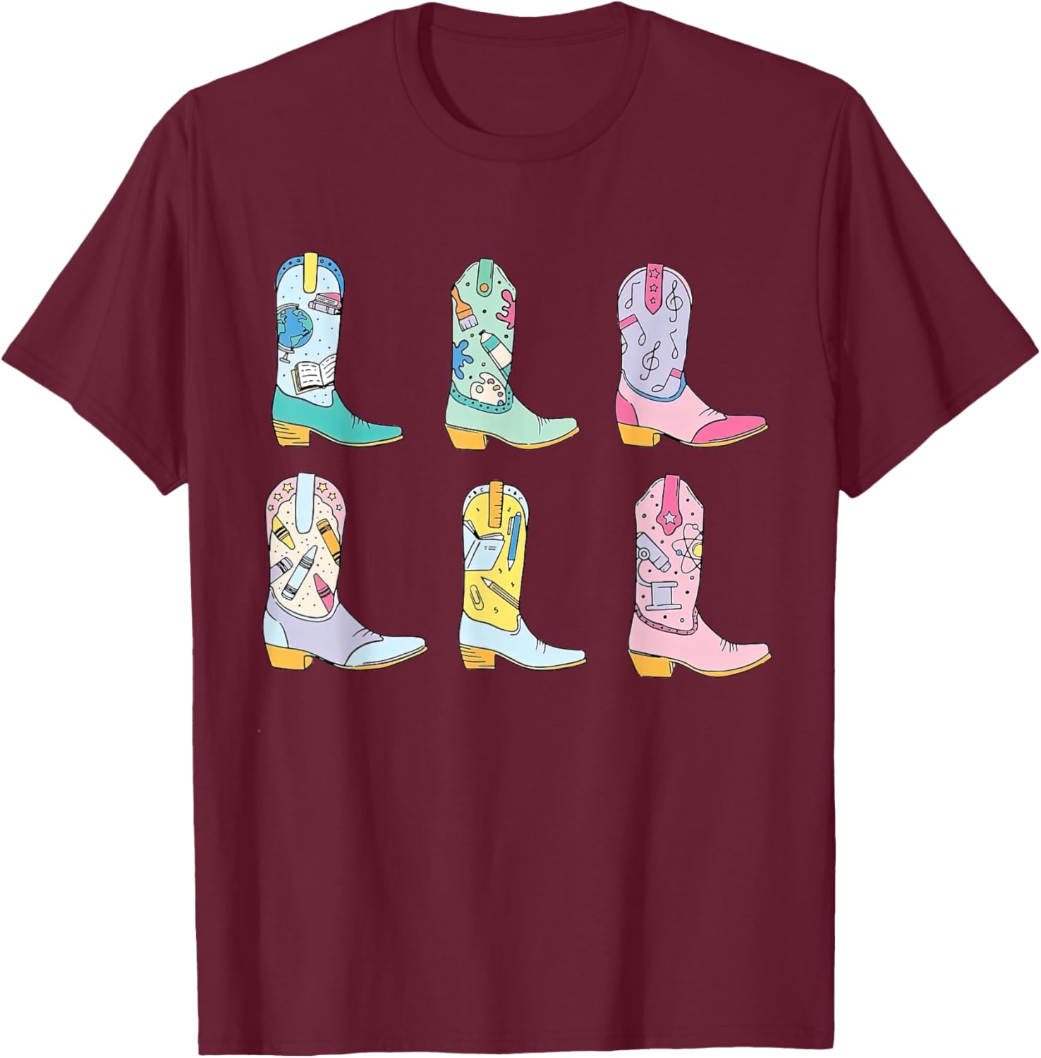 Teacher Life Howdy Teacher, Cowboy Boots T-Shirt - T-Shirt | Maroon
