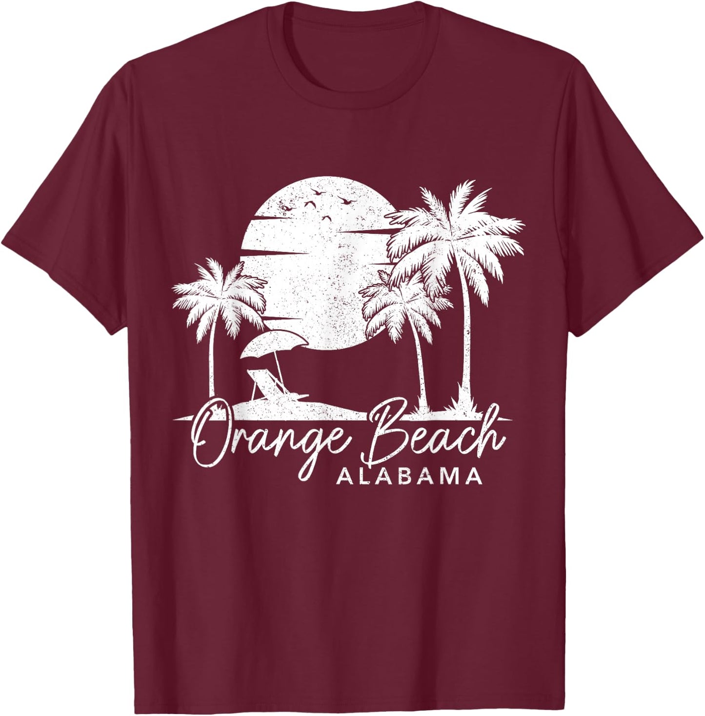 Orange Beach Alabama AL Vintage Sunset Surfer Retro T-Shirt - T-Shirt | Maroon