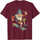 Retro Skateboarding Gnome Skateboard T-Shirt - T-Shirt | Maroon
