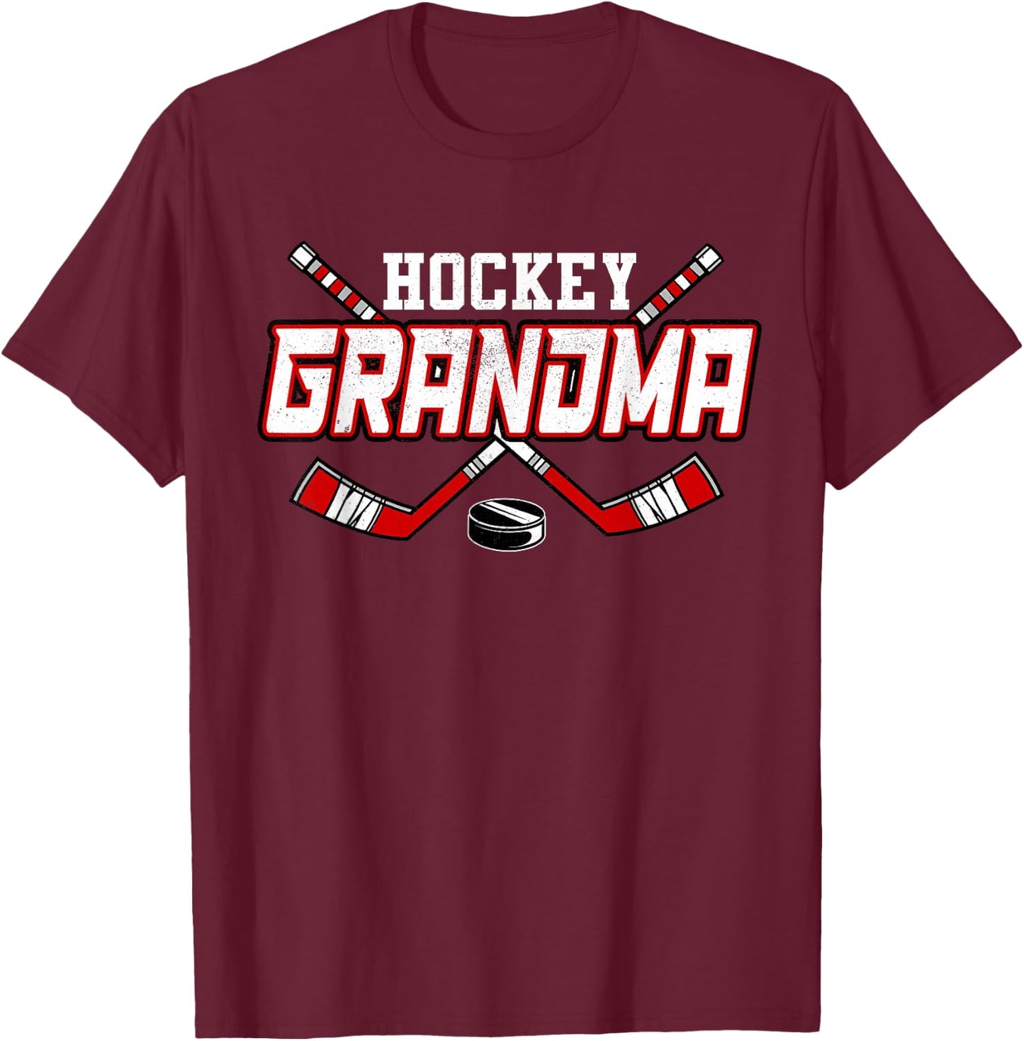 Hockey Grandma Shirts Mama Mother's Day Vintage T-Shirt - T-Shirt | Maroon