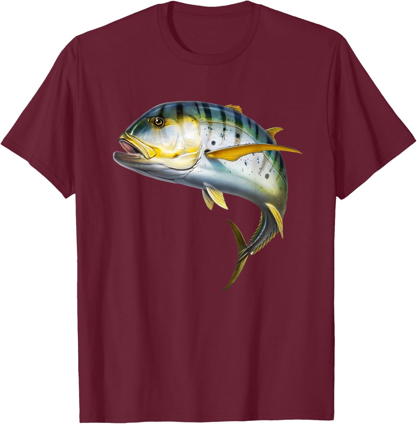 realistic Crevalle jack fish trevally for lovers Fishing T-Shirt - T-Shirt | Maroon