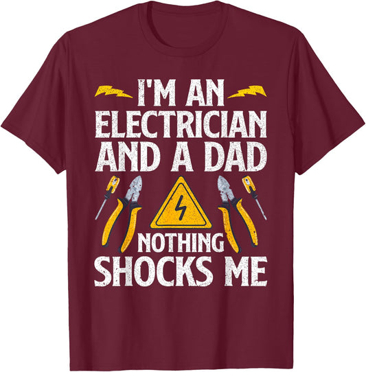 Cool Electrician Design Dad Professional Electrician T-Shirt - T-Shirt | Maroon