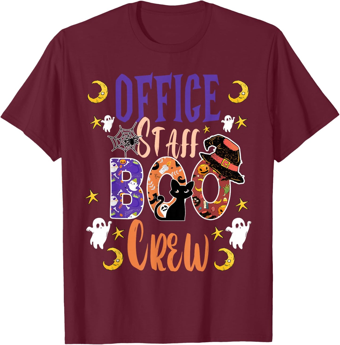 Office Staff Boo Crew matching fun Halloween costume T-Shirt - T-Shirt | Maroon