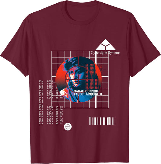 Terminator Sarah Connor Target Acquired T-Shirt - T-Shirt | Maroon
