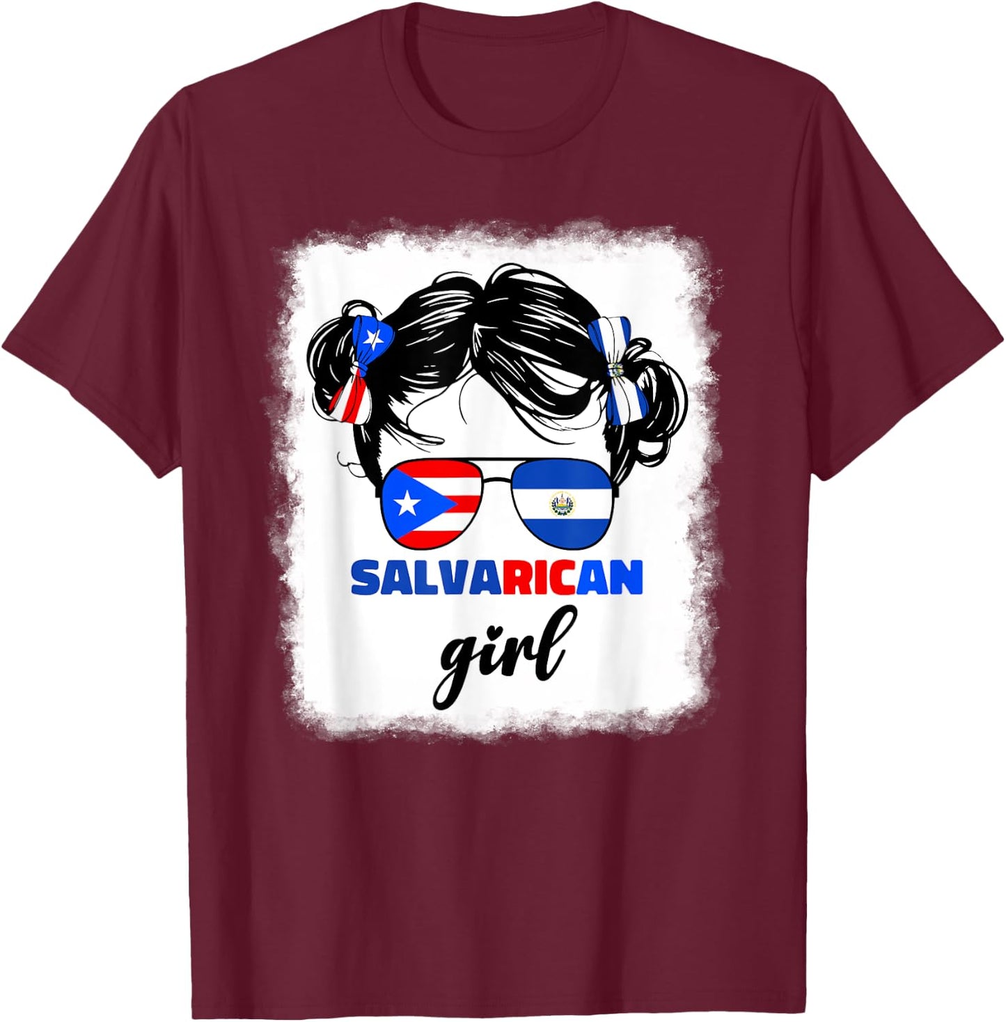 Half Salvadorian Puerto Rican Rico El Salvador Girls Kids T-Shirt - T-Shirt | Maroon