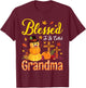 Flower Fruits Pumpkin Pilgrim Blessed To Be Called Grandma T-Shirt - T-Shirt | Maroon