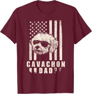 Cavachon Dog Dad American Flag Gifts for Best Father Men T-Shirt - T-Shirt | Maroon