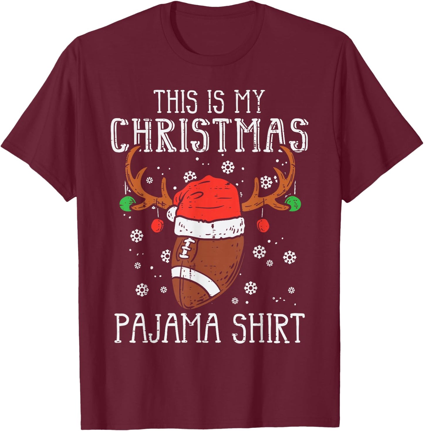 This Is My Christmas Shirt Football Xmas Sports Boy Men Kids T-Shirt - T-Shirt | Maroon
