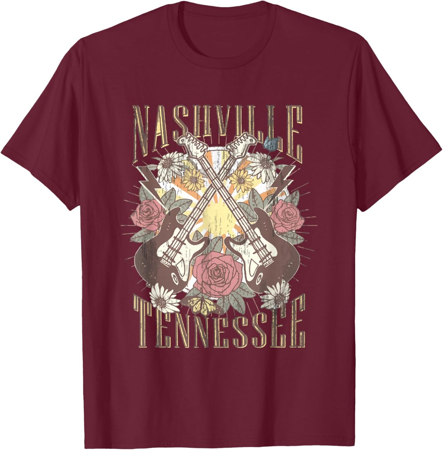 Nashville Country Music City Girls Trip Retro Nash Bash Bach T-Shirt - T-Shirt | Maroon