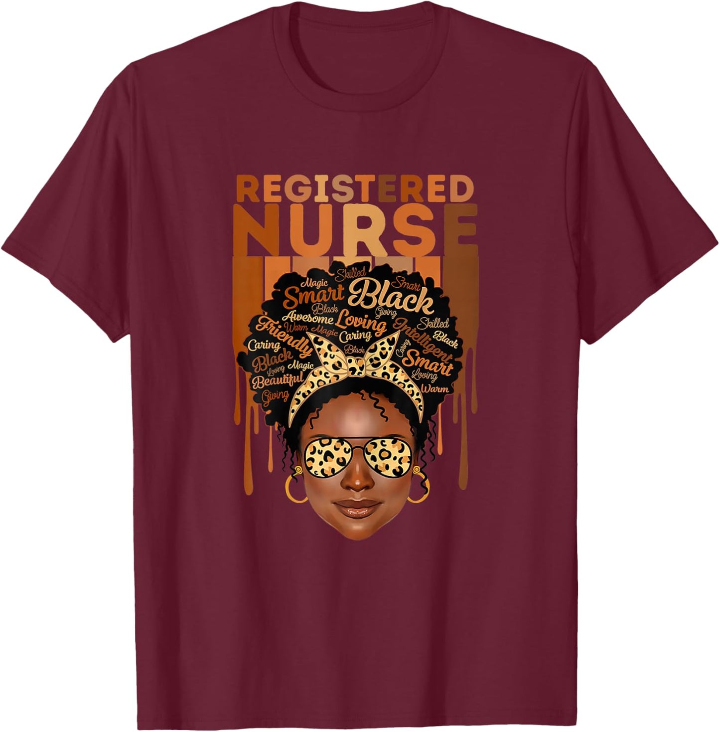 Black Woman Registered Nurse African American T-Shirt - T-Shirt | Maroon