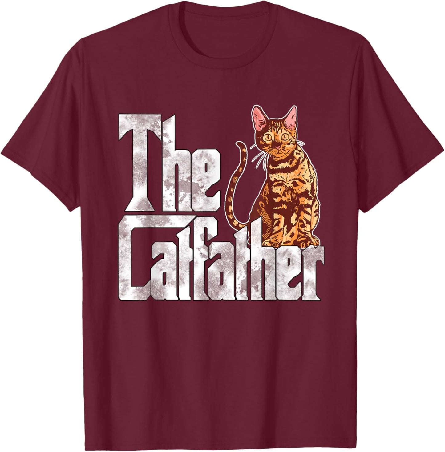 The Catfather Bengal Cat Father Mafia Whiskers Male Daddy T-Shirt - T-Shirt | Maroon