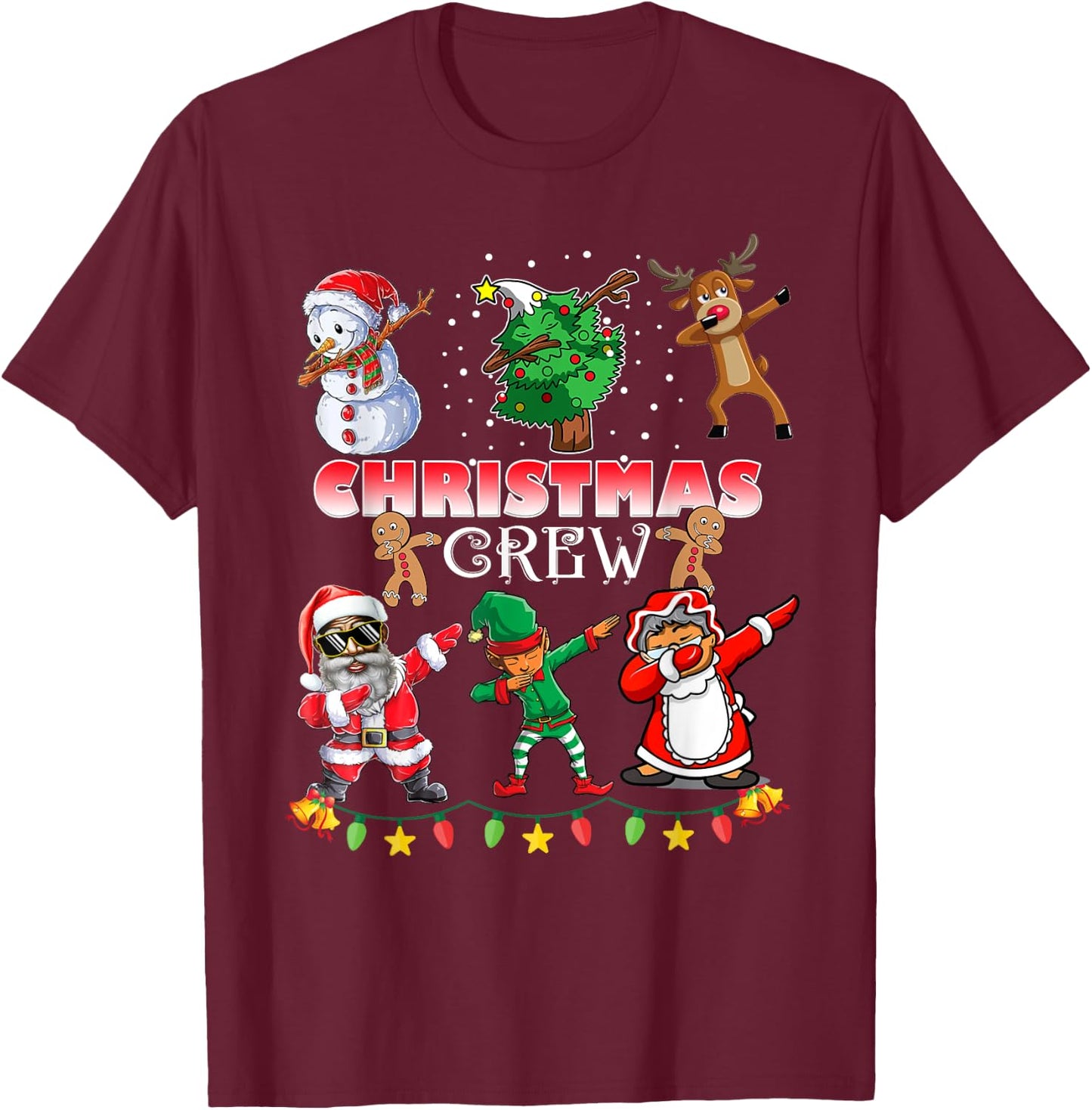 Black Cool Santa Claus African American Christmas Crew Dabs T-Shirt - T-Shirt | Maroon
