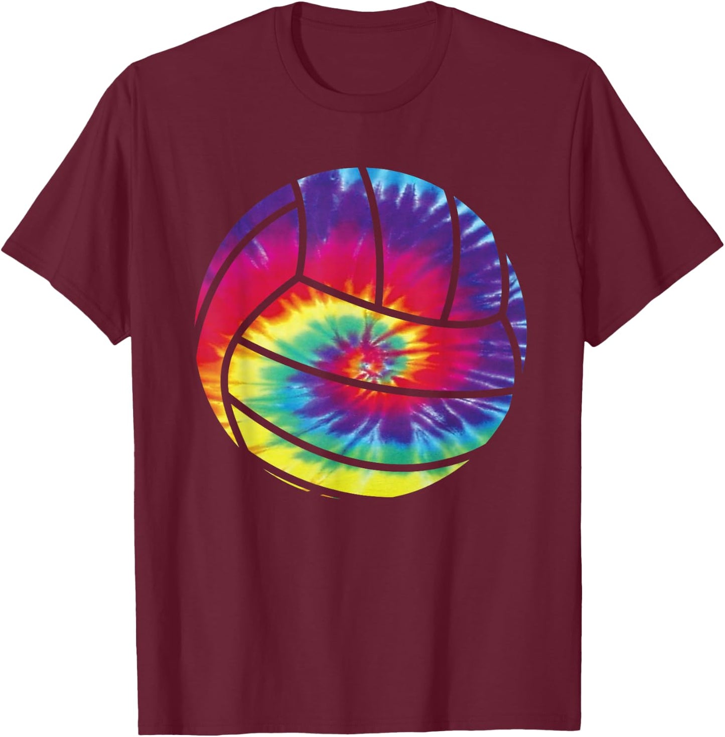 Volleyball Tie Dye Rainbow Kids Boys Teenage Men Girls Gift T-Shirt - T-Shirt | Maroon