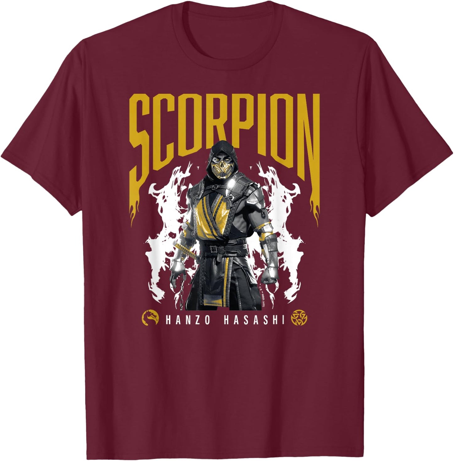 Mortal Kombat - Scorpion Hanzo Hasashi T-Shirt - T-Shirt | Maroon