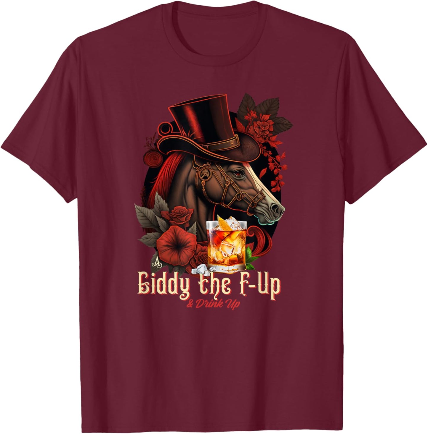 Giddy the F Up and Drink Up, Derby Day Party T-Shirt - T-Shirt | Maroon