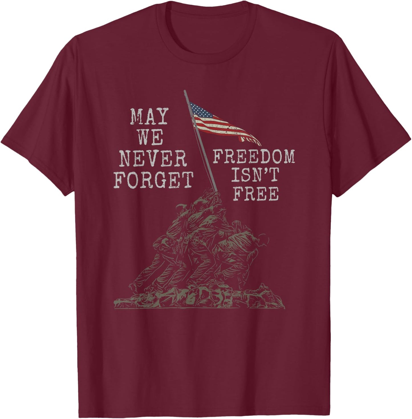 US Flag Patriot Soldier American Army 4th of July Veteran T-Shirt - T-Shirt | Maroon
