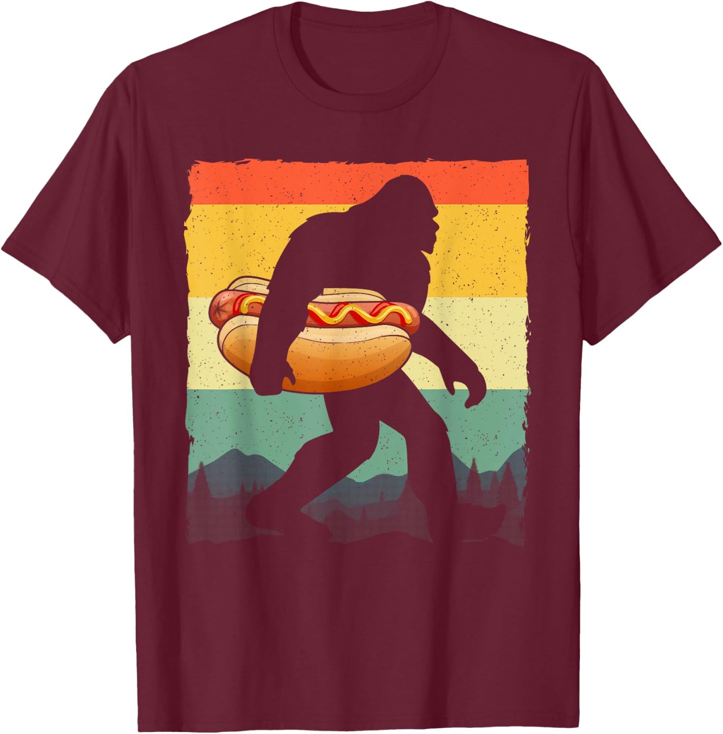 Funny Hot Dog Art Women Bigfoot Hotdog Lovers T-Shirt - T-Shirt | Maroon