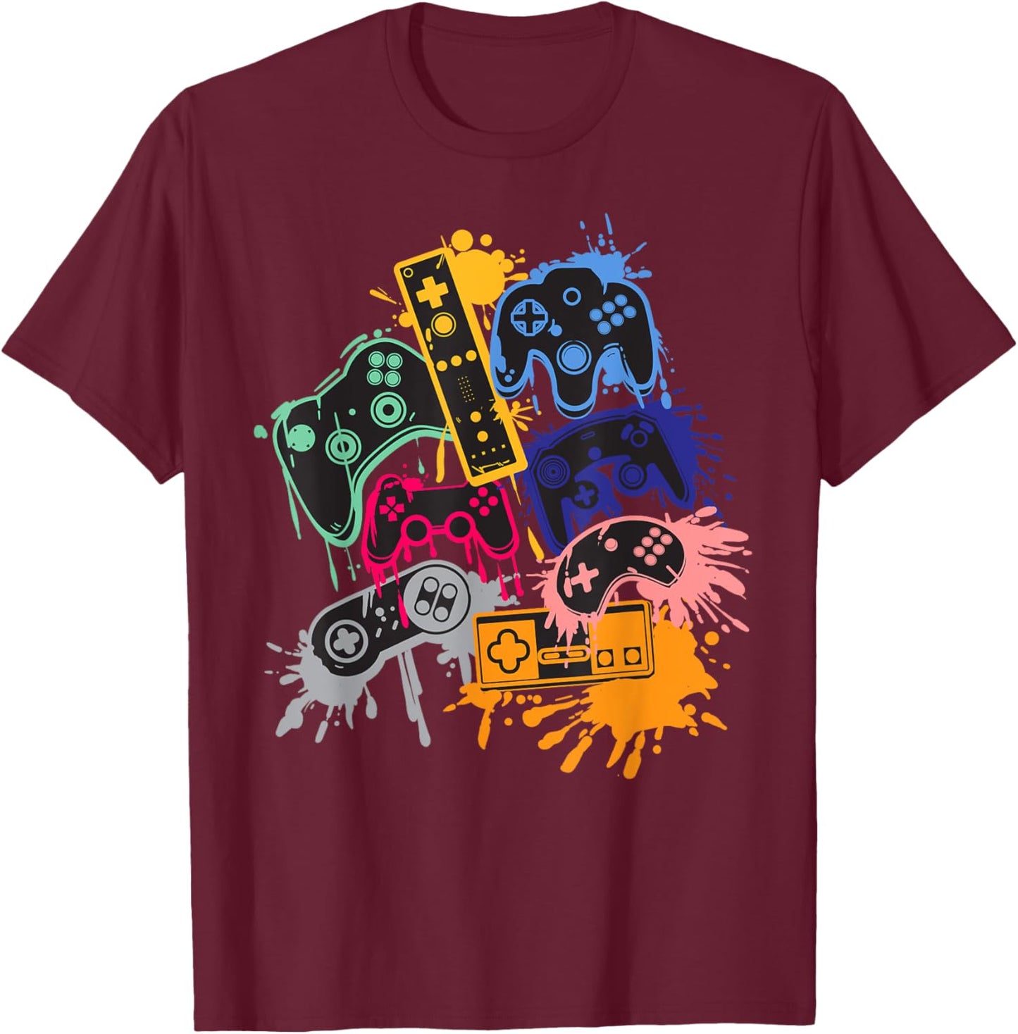 Control all the Things Video Game Controller - Men's Black Short Sleeve Classic Fit - Small T-Shirt - T-Shirt | Maroon