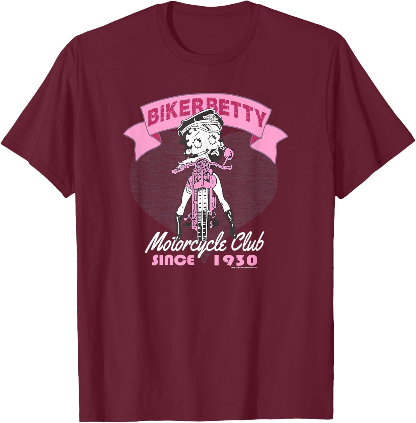 Betty Boop Biker Betty Motorcycling Club T-Shirt - T-Shirt | Maroon