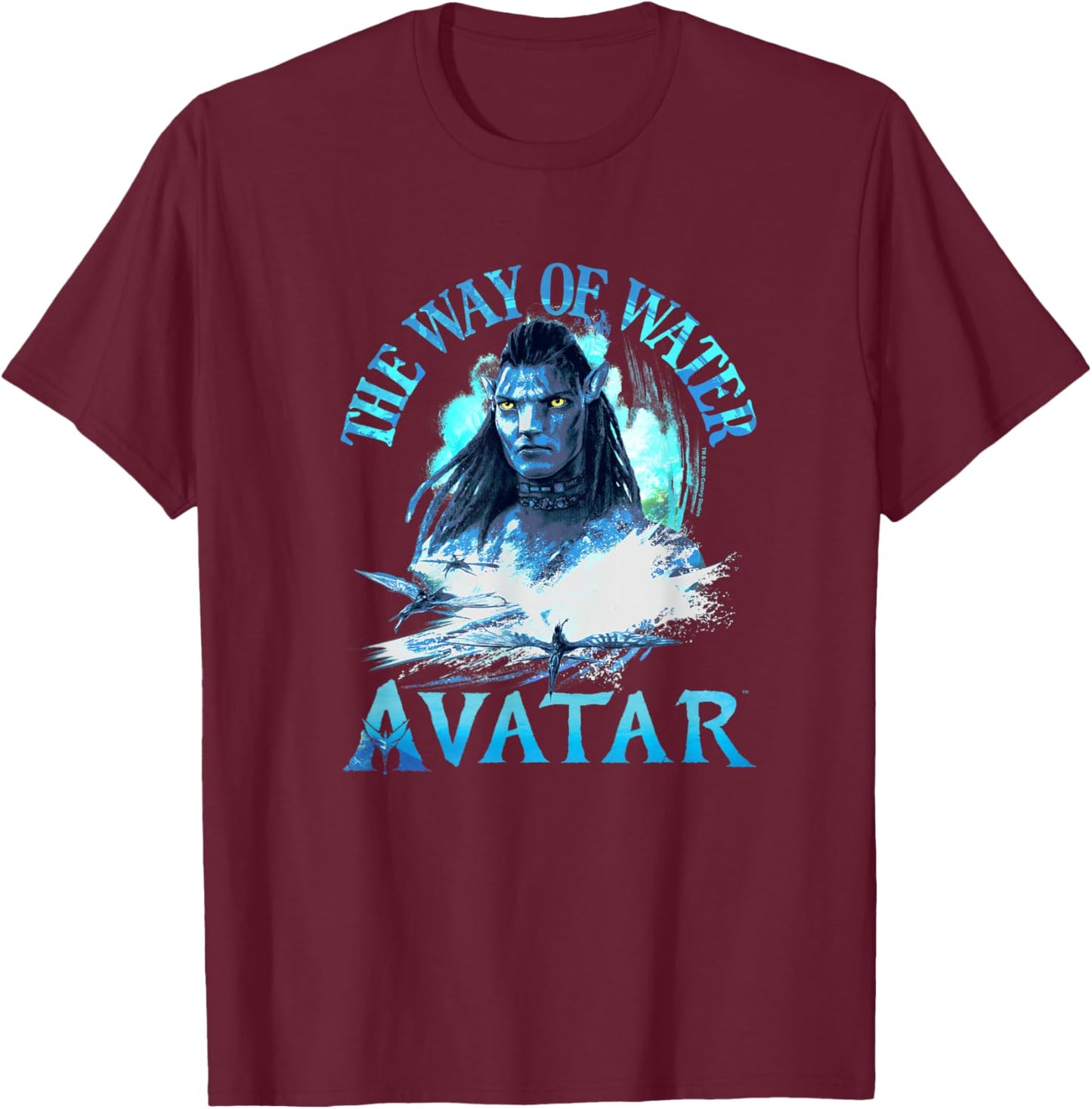 Avatar: The Way of Water Jake Sully Epic Paint Portrait T-Shirt - T-Shirt | Maroon