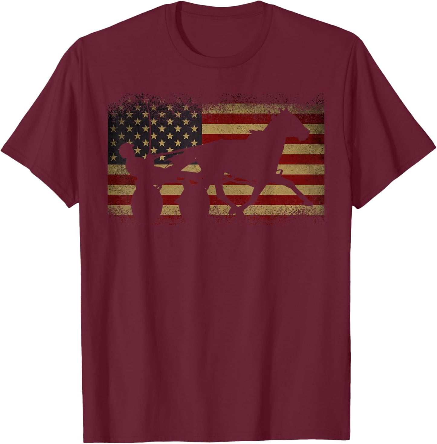 Harness Racing USA Flag T-Shirt - T-Shirt | Maroon