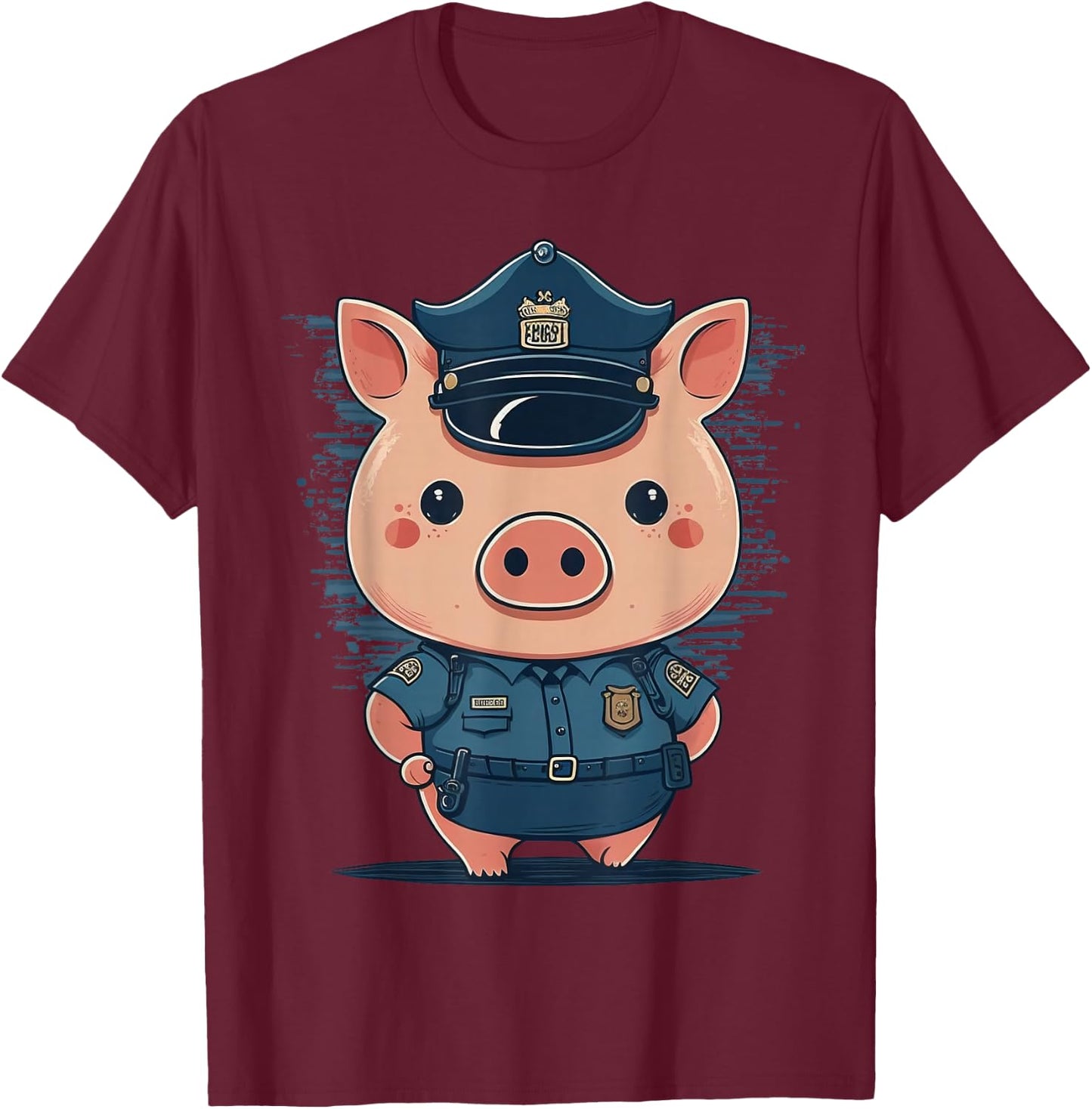 Police Officer Pig Cop on Police Pig T-Shirt - T-Shirt | Maroon